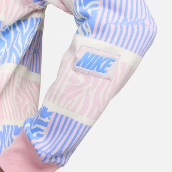 Nike Pink Blue Bright Patterned Fleece Trippy Safari Crewneck Sweatshirt Retro - Picture 5 of 11